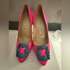 Manolo Hangisi Crystal Buckle Pump